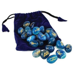 Rune Set-Blue Onyx +Velvet Bag