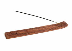 Wood Incense Holder /Carved Flowers-10″