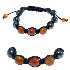 Gemstone Shamballa Bracelet - Carnelian / Hematite